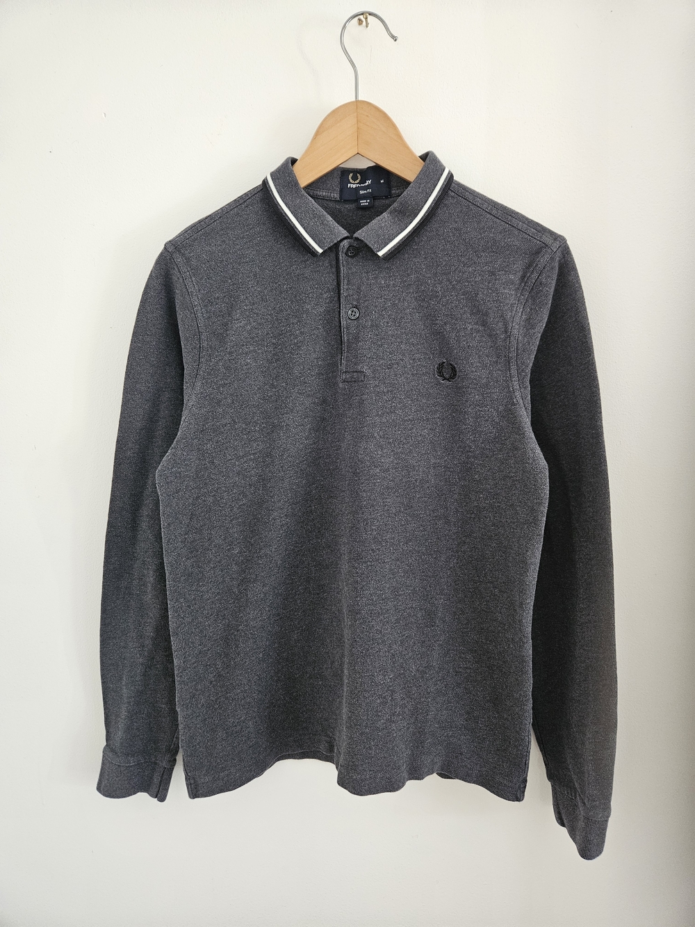 Fred Perry Long-Sleeve Polo Shirt Mens Medium Slim Fit